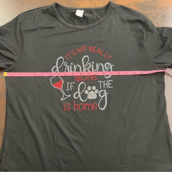 XL Black Tee Tshirt It’s not really drinking alone if the dog is home” unbranded - Picture 8 of 11